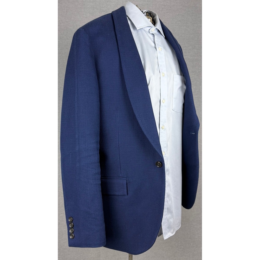 J.Crew Ludlow Blazer 40S Mens Blue Textured Cotton Shawl Lapel Sport Coat